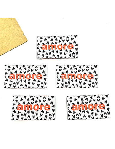 Set di 5 etichette tessute da cucire Amore