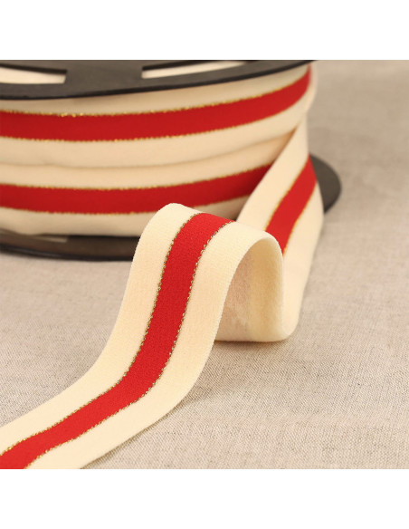 Elastico bicolore bordi oro - Rosso