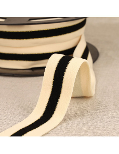 Elastico bicolore bordi oro - Nero