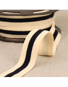 Elastico bicolore bordi oro - Blu marino