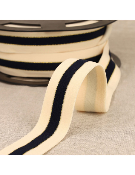 Elastico bicolore bordi oro - Blu marino