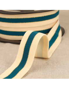 Elastico bicolore bordi oro - Blu petrolio