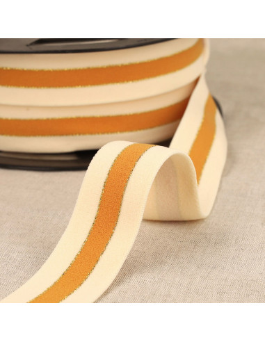 Elastico bicolore bordi oro - Senape