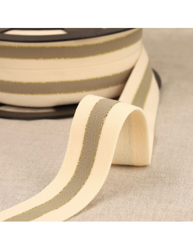 Elastico bicolore bordi oro - Beige