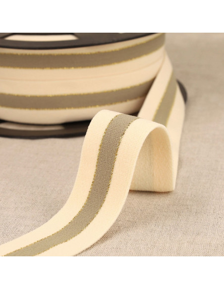 Elastico bicolore bordi oro - Beige
