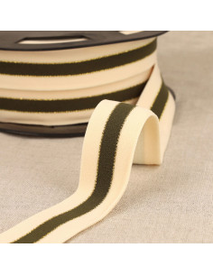 Elastico bicolore bordi oro - Kaki