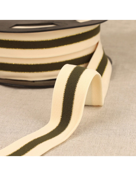 Elastico bicolore bordi oro - Kaki