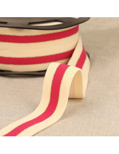 Elastico bicolore bordi oro - Fucsia
