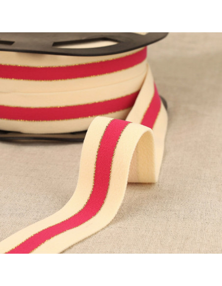 Elastico bicolore bordi oro - Fucsia
