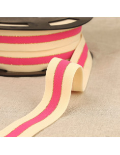 Elastico bicolore bordi oro - Rosa