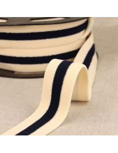 Elastico bicolore bordi argento - Blu marino