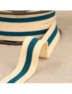 Elastico bicolore bordi argento - Blu petrolio