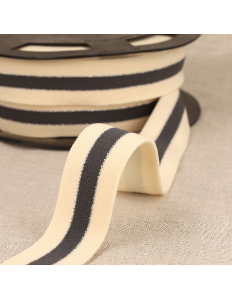 Elastico bicolore bordi argento - Antracite