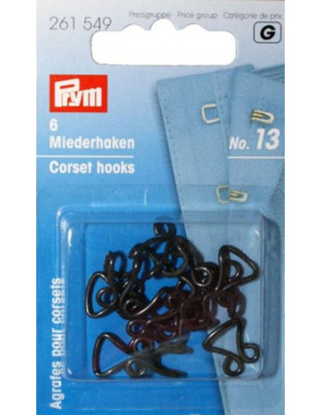Ganci e chiusure per corsetti - Nero per 6