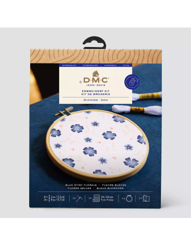 Kit ricamo - Fiori blu
