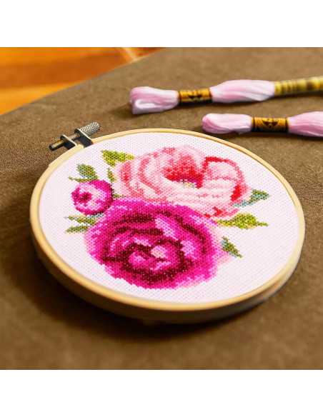 Kit ricamo a punto croce - Peonie rosa