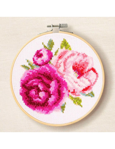 Kit ricamo a punto croce - Peonie rosa
