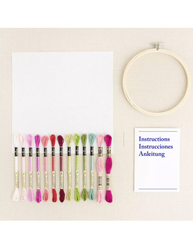 Kit ricamo a punto croce - Peonie rosa