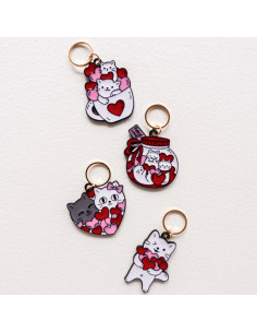 Set di 4 anelli marcapunti - Gatti cuori 3 2
