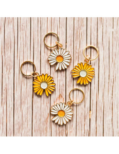Set di 4 anelli marcapunti - Margherite gialle e bianche