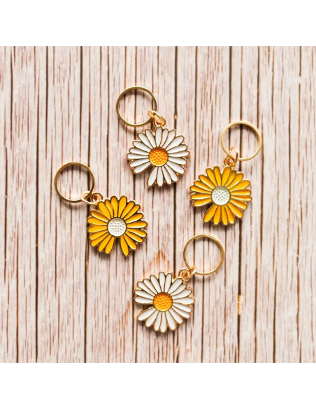 Set di 4 anelli marcapunti - Margherite gialle e bianche