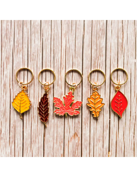 Set di 5 anelli segnapunti - Foglie d'autunno rosse