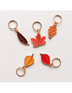Set di 5 anelli segnapunti - Foglie d'autunno rosse 2