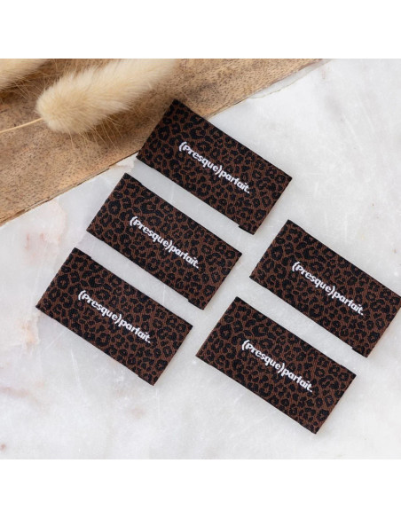 Set di 5 etichette da cucire - Quasi perfetto leopardo cioccolato