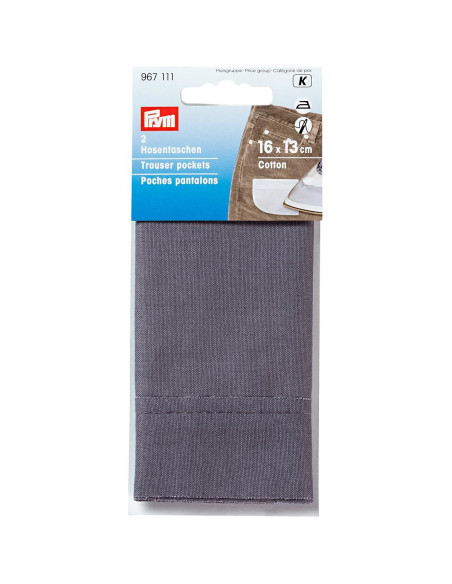 Set di 2 mezze tasche per pantaloni termoadesive grigie