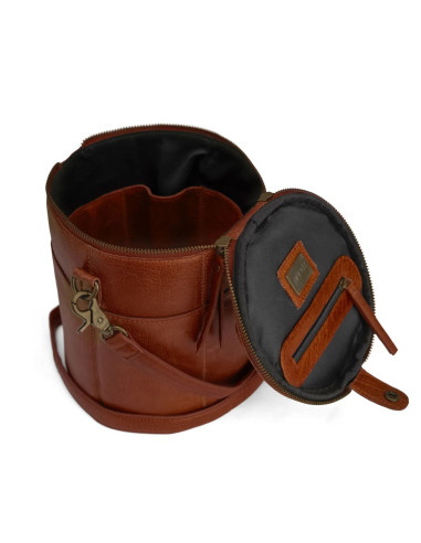 Borsa portaoggetti in pelle per il lavoro a maglia Muud Saturn edizione limitata - Marrone Ricco