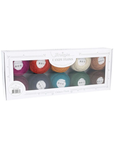 Confezione di 10 gomitoli di cotone perlato Scheepjes Candy Floss N°10 - Autumn Spice