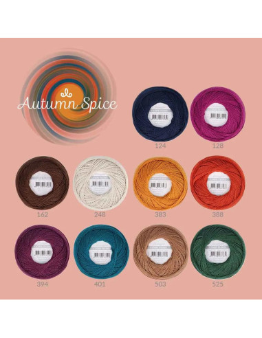 Confezione di 10 gomitoli di cotone perlato Scheepjes Candy Floss N°10 - Autumn Spice
