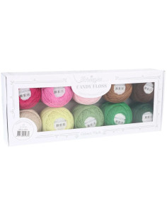 Confezione di 10 gomitoli di cotone perlato Scheepjes Candy Floss N°10 - Verdi