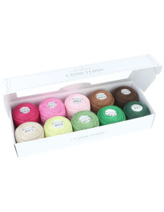 Confezione di 10 gomitoli di cotone perlato Scheepjes Candy Floss N°10 - Verdi 2