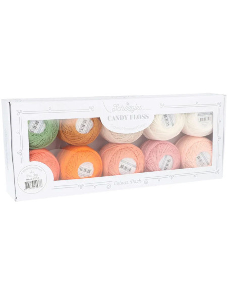 Confezione di 10 gomitoli di cotone perlato Scheepjes Candy Floss N°10 - Peachy