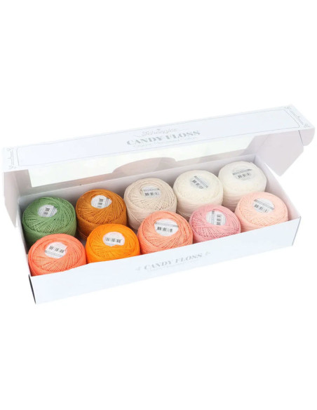 Confezione di 10 gomitoli di cotone perlato Scheepjes Candy Floss N°10 - Peachy