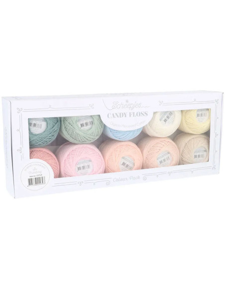 Confezione di 10 gomitoli di cotone perlato Scheepjes Candy Floss N°10 - Frosting