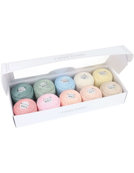 Confezione di 10 gomitoli di cotone perlato Scheepjes Candy Floss N°10 - Frosting
