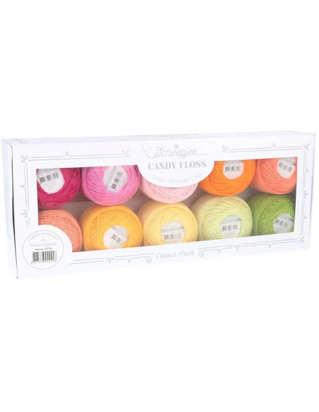 Confezione di 10 gomitoli di cotone perlato Scheepjes Candy Floss N°10 - Passionfruit