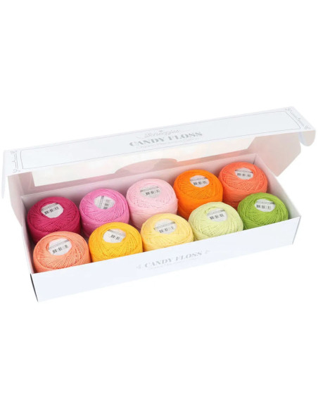Confezione di 10 gomitoli di cotone perlato Scheepjes Candy Floss N°10 - Passionfruit