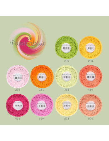 Confezione di 10 gomitoli di cotone perlato Scheepjes Candy Floss N°10 - Passionfruit