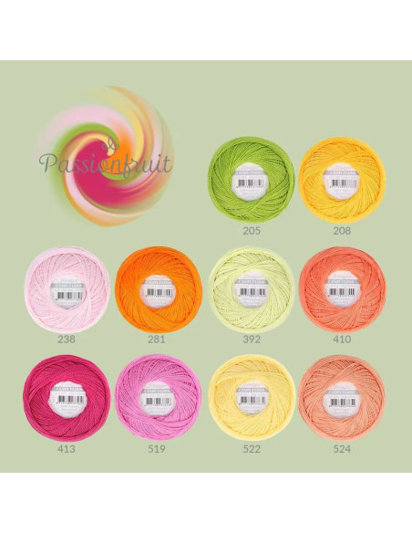 Confezione di 10 gomitoli di cotone perlato Scheepjes Candy Floss N°10 - Passionfruit
