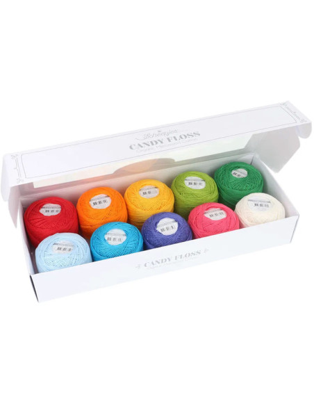 Confezione di 10 gomitoli di cotone perlato Scheepjes Candy Floss N°10 - Birthday Cake