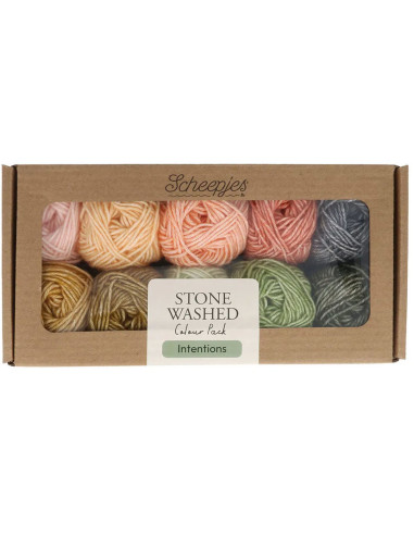 Confezione di 10 gomitoli Scheepjes Stone Washed Colour Pack - Intentions