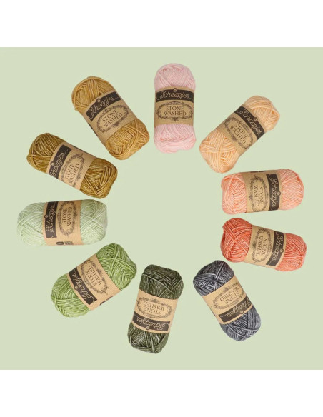 Confezione di 10 gomitoli Scheepjes Stone Washed Colour Pack - Intentions