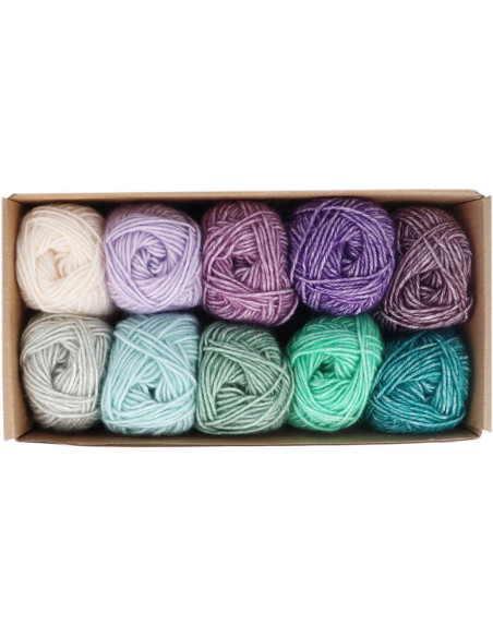 Confezione di 10 gomitoli Scheepjes Stone Washed Colour Pack - Chakras