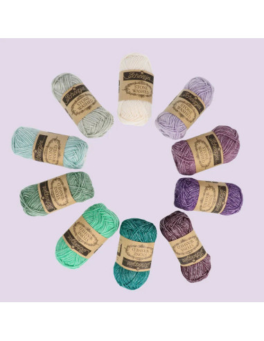 Confezione di 10 gomitoli Scheepjes Stone Washed Colour Pack - Chakras