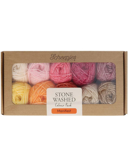Confezione di 10 gomitoli Scheepjes Stone Washed Colour Pack - Manifest