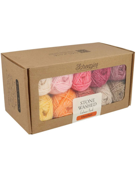 Confezione di 10 gomitoli Scheepjes Stone Washed Colour Pack - Manifest
