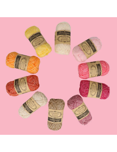 Confezione di 10 gomitoli Scheepjes Stone Washed Colour Pack - Manifest